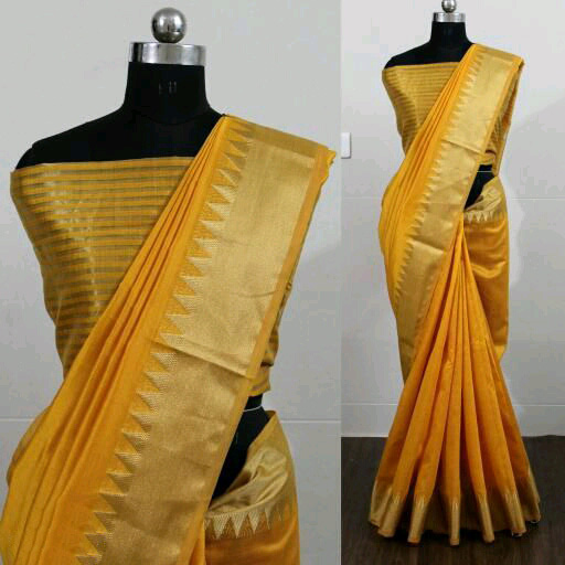 Orange color Cotton Silk Printed saree