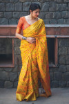 Yellow color banarasi silk weaving Patola saree