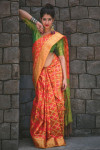 Orange color banarasi silk weaving Patola saree