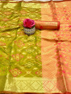 mehndi green color banarasi silk weaving Patola saree