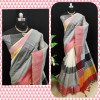 Multi color raw silk saree with  weaving pallu