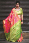 Gajari color banarasi silk weaving Patola saree