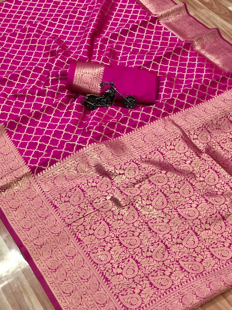 Soft banarasi silk saree with zari weaving work