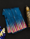 Navy blue color tussar silk saree with zari woven work