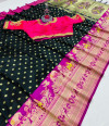 Black color paithani silk saree with full stitched blouse