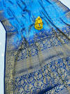Firoji color pure muslin silk saree with golden zari woven work