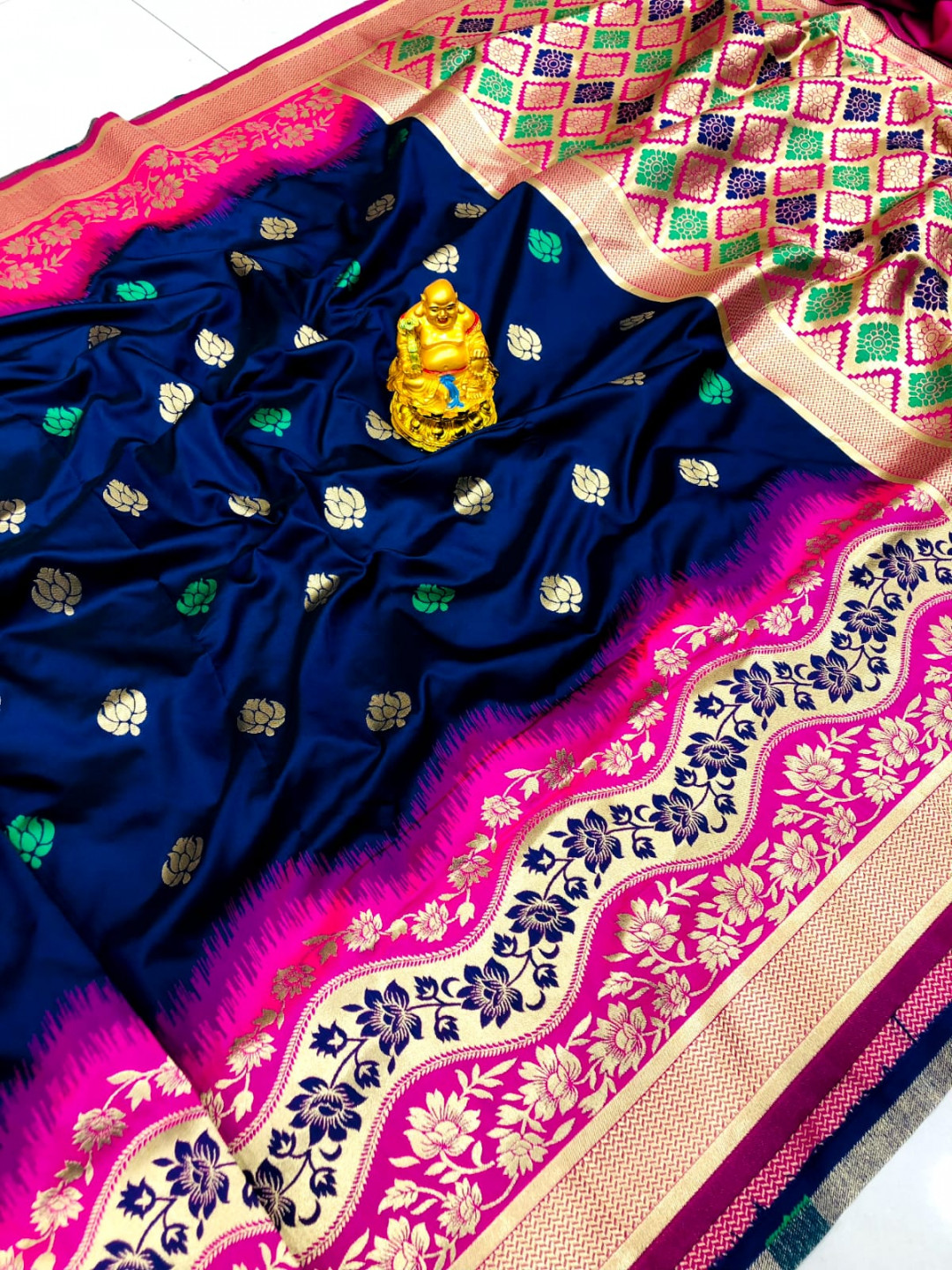 Navy Blue Color Paithani Silk Saree With Zari Weaving Work 7344