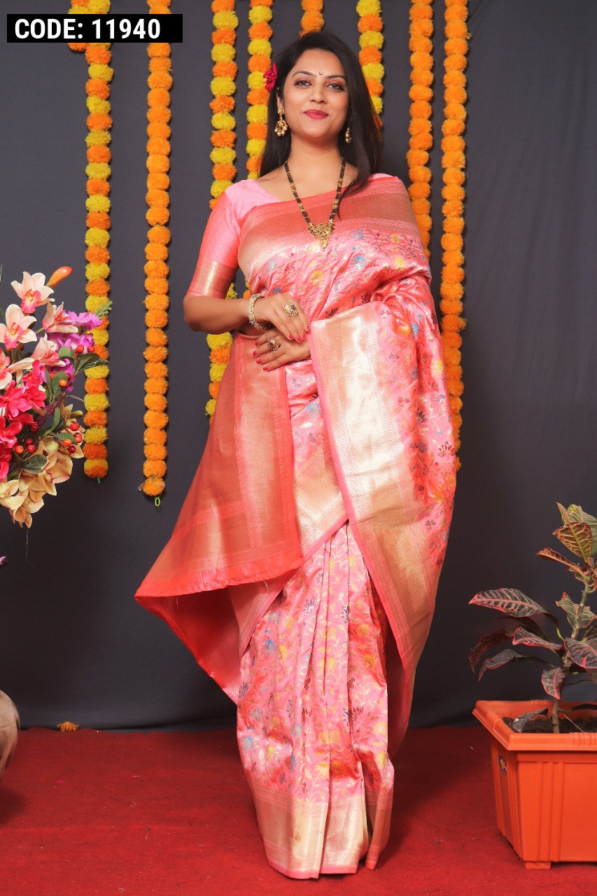 Bridal Pink Kanchipuram | Wedding Saree | Ai206404 | Bridal Pink  Kanchipuram Silk Saree Ai206404