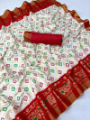 White color soft dola silk saree with printed work