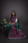 Rama green color handloom raw silk saree with zari woven work