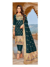 Dark green color paithani silk unstitched dress