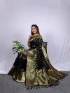 Black color banarasi silk saree with zari weaving work