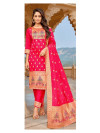 Pink color paithani silk unstitched dress