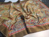 Beige color tussar silk saree with printed work