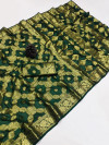 Green color soft art silk saree with zari weaving work