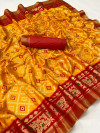Yellow color soft dola silk saree with printed work