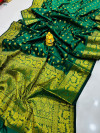 Water green color banarasi silk saree with zari weaving work