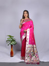 Pink color paithani silk saree with zari woven work