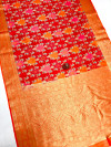 Red color soft lichi silk saree with zari weaving work