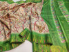 Green color tussar silk saree with printed work