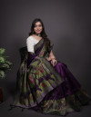 Purple color handloom raw silk saree with zari woven work