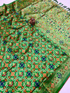 Parrot green color patola silk saree with jacquard weaving work
