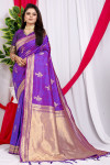 Purple color banarasi silk saree with zari weaving work