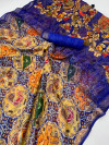 Yellow color soft cotton saree with digital bandhej print