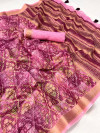 Pink color soft cotton saree with digital printed work