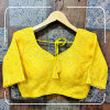 Yellow color pure cotton blouse with sequence work