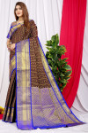 Coffee color kanchipuram silk saree with zari weaving work