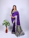 Purple color paithani silk saree with zari woven work