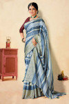 Gray color dola silk saree with printed work