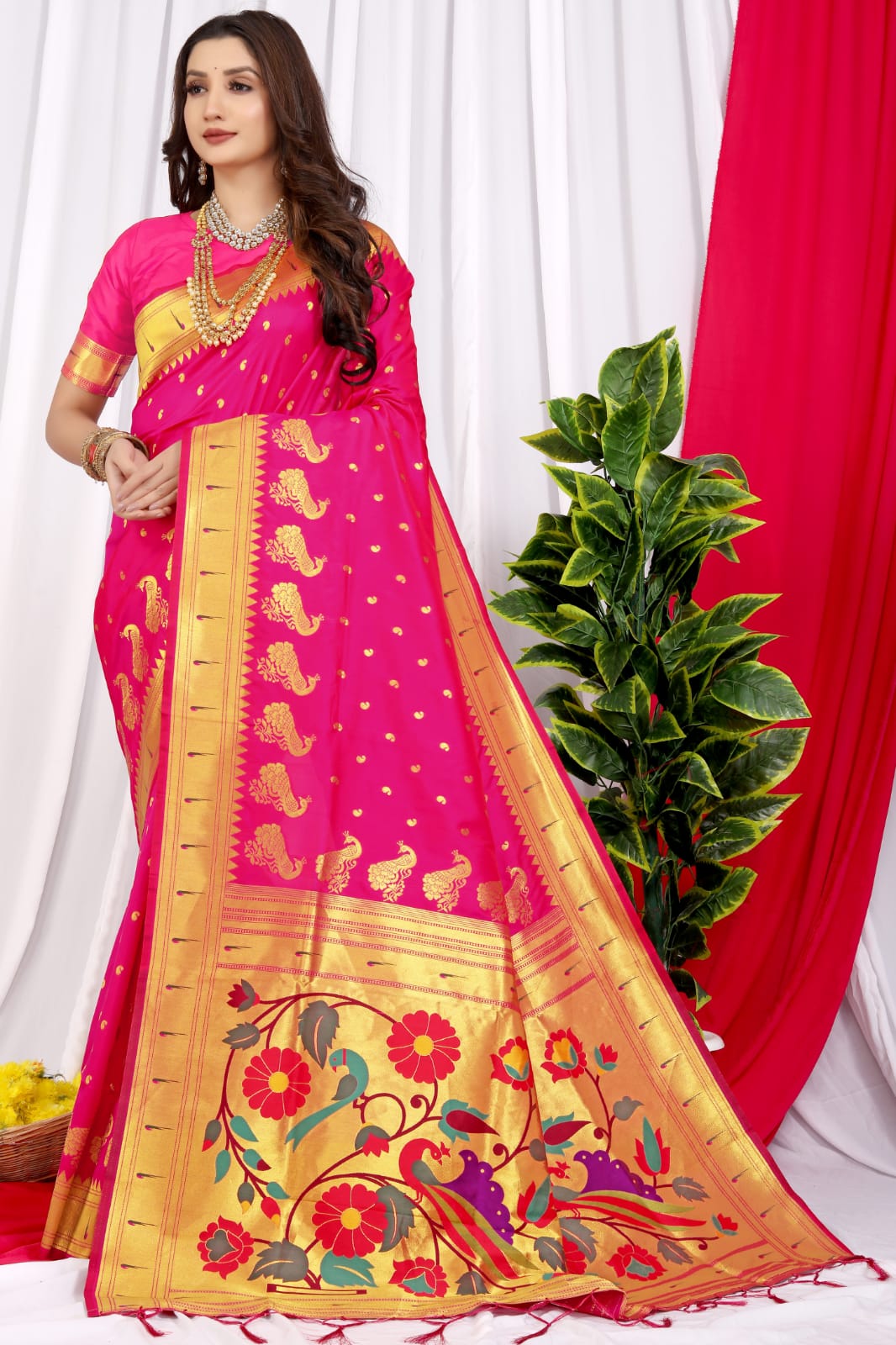 Buy Online Tana Silk Semi Maharani Paithani Saree - Salemora