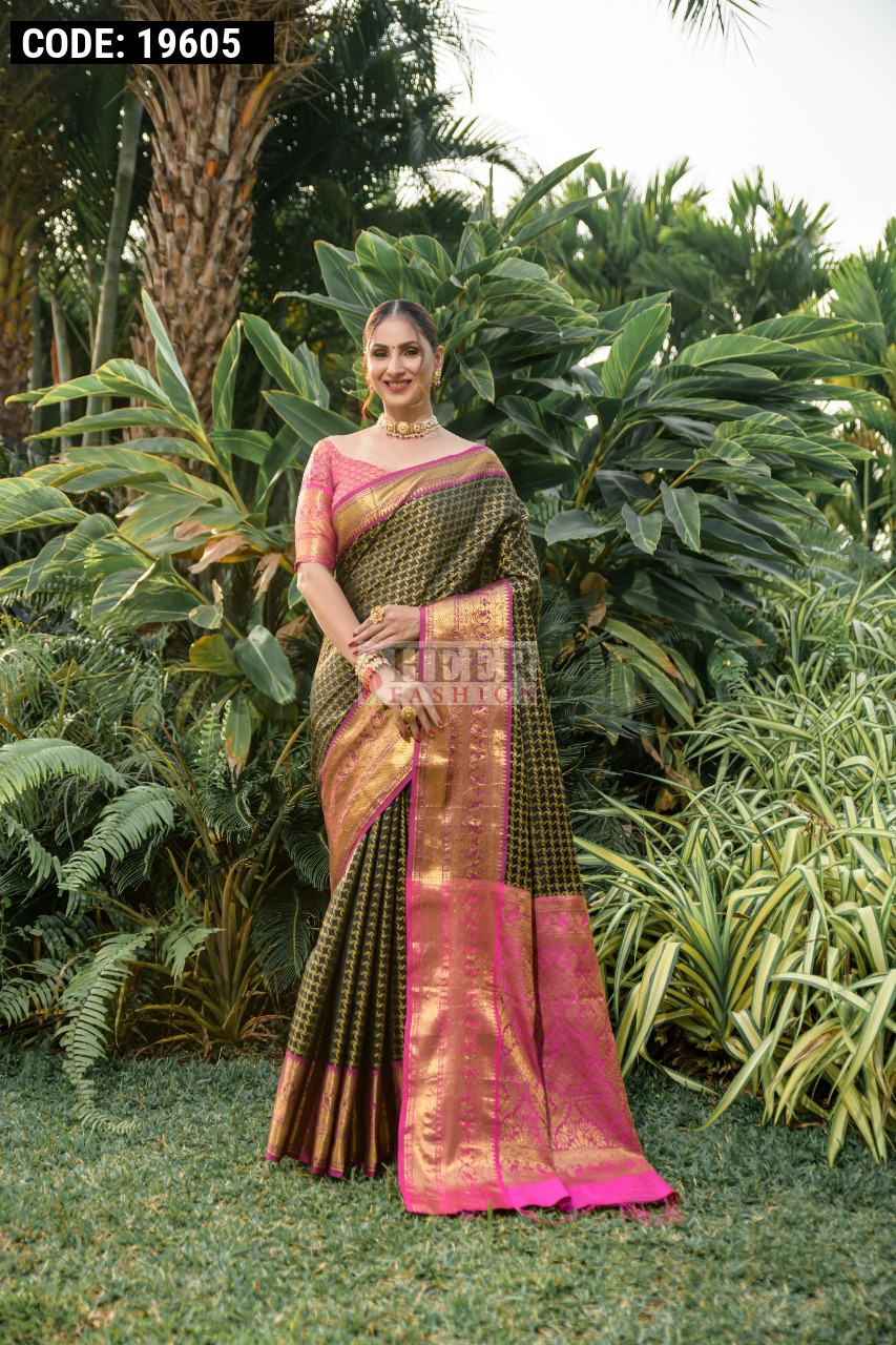 Nalli ES0075242 Party Kanchipuram Silk Saree (Black) in Solapur at best  price by R S Mogle - Justdial