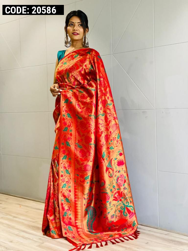 Buy Satrani Women'S Golden and Mustard Paithani Jacquard Silk Saree | sarees  for Women| saree | sarees Online at Best Prices in India - JioMart.