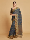 Gray color chanderi cotton saree with woven design