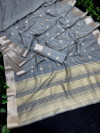 Gray color soft resham silk saree with zari weaving work