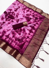 Magenta color soft chiffon saree with zari weaving work