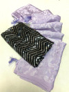 Lavender color satin silk saree with printed work