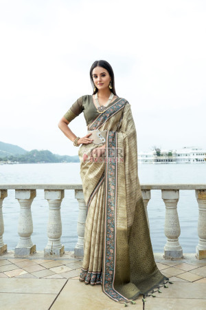Mahendi Green Pure Art Silk Pant Salwar Suits main image 1