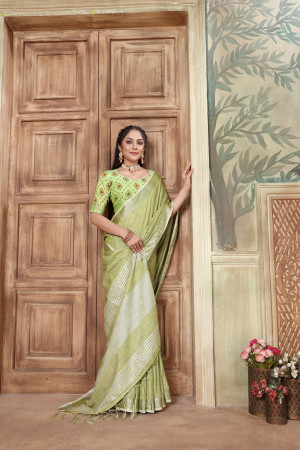 Pista Green Color Printed Benglorey Satin Saree – BEST SAREE