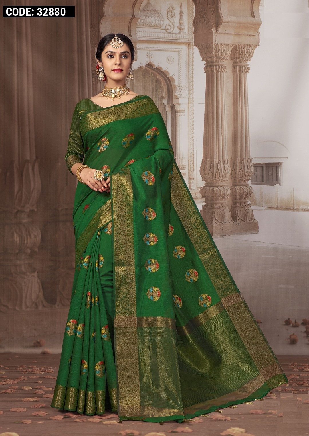 Buy Fern Green Cotton Saree online-Karagiri – Karagiri Global