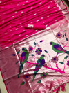 Pink color pure kanchipuram silk saree with zari work