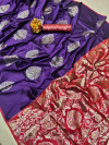 Purple color lichi silk saree with zari weaving work