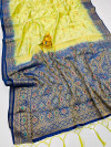 Pista green color balatan silk saree with zari weaving work