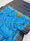 Firoji color balatan silk saree with zari weaving work