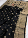 Black color soft banarasi silk saree with zari weaving work