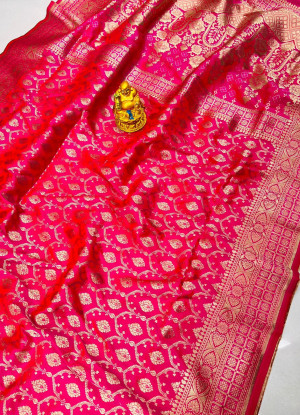 Rani Pink Color Silk Fancy Weaving Saree 