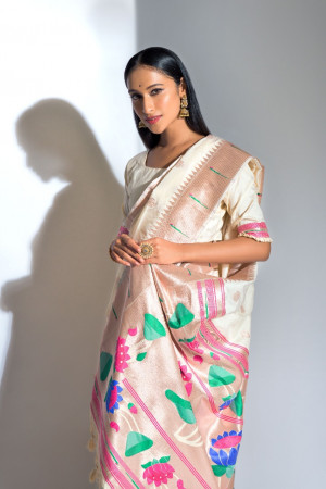Latest Designer Party Wear Pure Paithani Silk Saree - Stylecaret.com